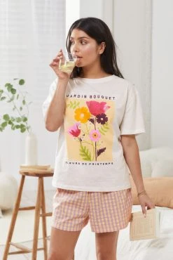 Next Pink Floral Cotton Pyjama Short Set