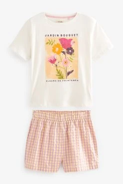 Next Pink Floral Cotton Pyjama Short Set -Next shop D53 342s5 scaled
