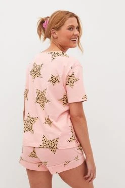 Next Pink Leopard Star Short Sleeve Cotton Pyjama Set -Next shop D73514s3 scaled