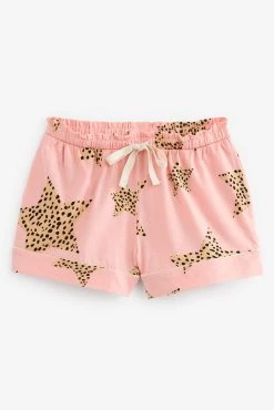 Next Pink Leopard Star Short Sleeve Cotton Pyjama Set -Next shop D73514s7 scaled