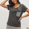 Next Charcoal Grey Gingham Cotton Short Sleeve Pyjamas