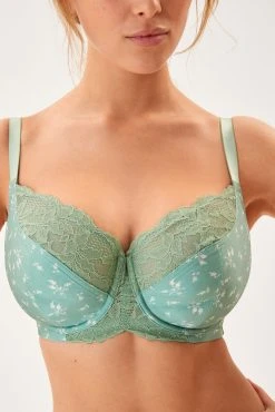 Next Green Print DD+ Non Pad Full Cup Bra