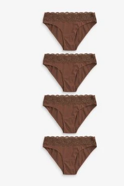 Next Lace Trim Cotton Blend Knickers 4 Pack