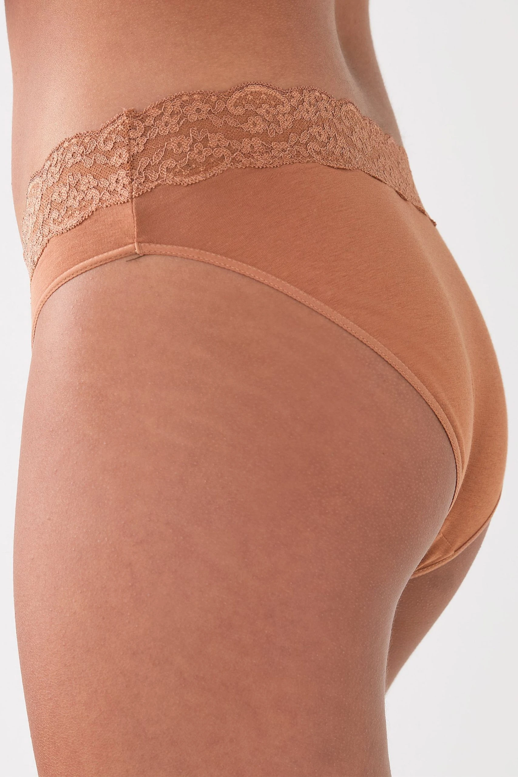 Next Lace Trim Cotton Blend Knickers 4 Pack 3 Next Lace Trim Cotton Blend Knickers 4 Pack - Image 3