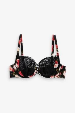 Next Black/Red Rose Floral Print & Lace Bra -Next shop M36 875s6 scaled
