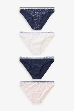 Next Cotton Rich Logo Knickers 4 Pack
