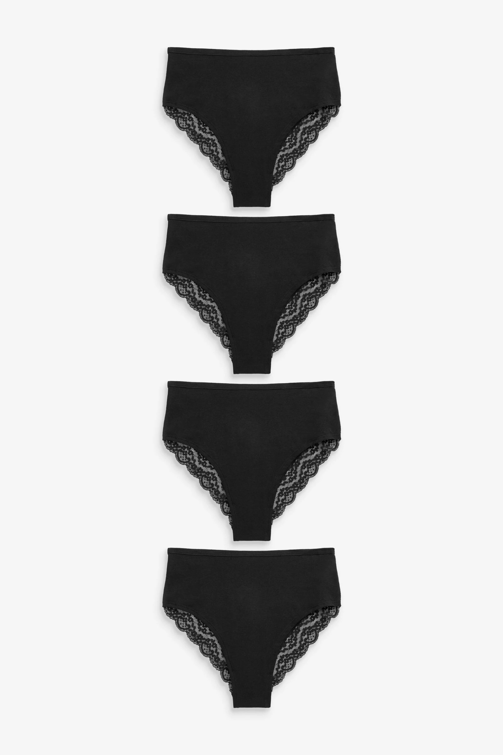 Next Lace Trim Cotton Blend Knickers 4 Pack 4 Next Lace Trim Cotton Blend Knickers 4 Pack - Image 4