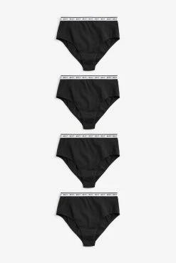 Next Cotton Rich Logo Knickers 4 Pack