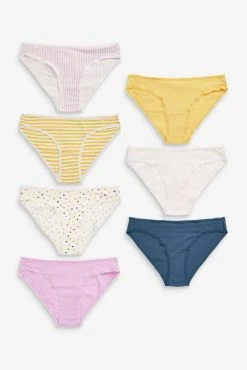Next Lace Trim Cotton Blend Knickers 7 Pack