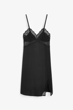 Next Black Microfibre And Lace Longline Slip -Next shop M76739s5 scaled