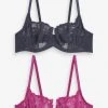 Next Fuchsia Pink/Grey Non Pad Wired Balcony Bras 2 Pack