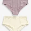 Next Lilac Purple/Cream Stripe High Waist Knickers 2 Pack