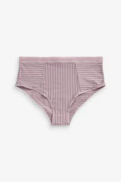Next Lilac Purple/Cream Stripe High Waist Knickers 2 Pack -Next shop T48778s2 scaled