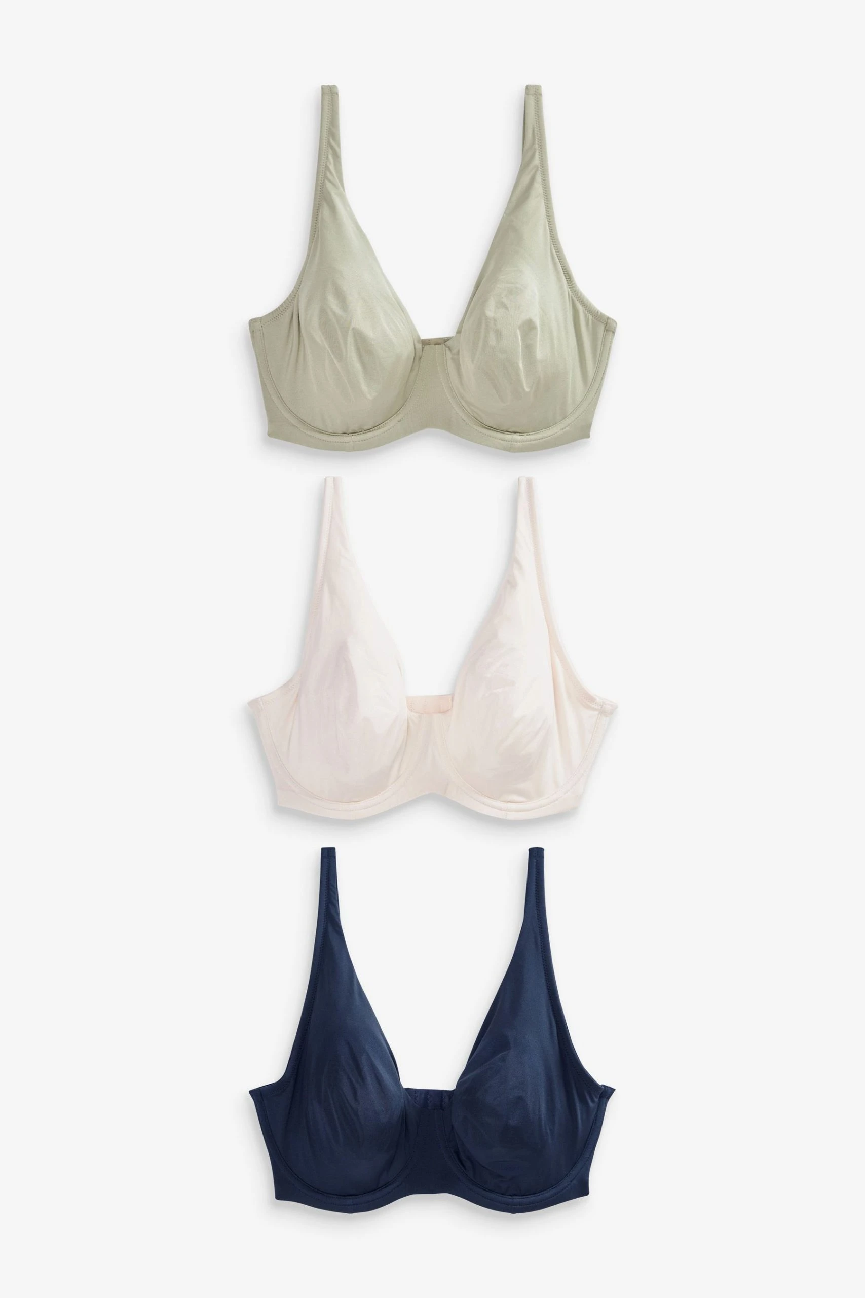 Next Green/Navy Blue/Cream DD+ Microfibre Smoothing T-Shirt Bras 3 Pack 5 Next Green/Navy Blue/Cream DD+ Microfibre Smoothing T-Shirt Bras 3 Pack - Image 5