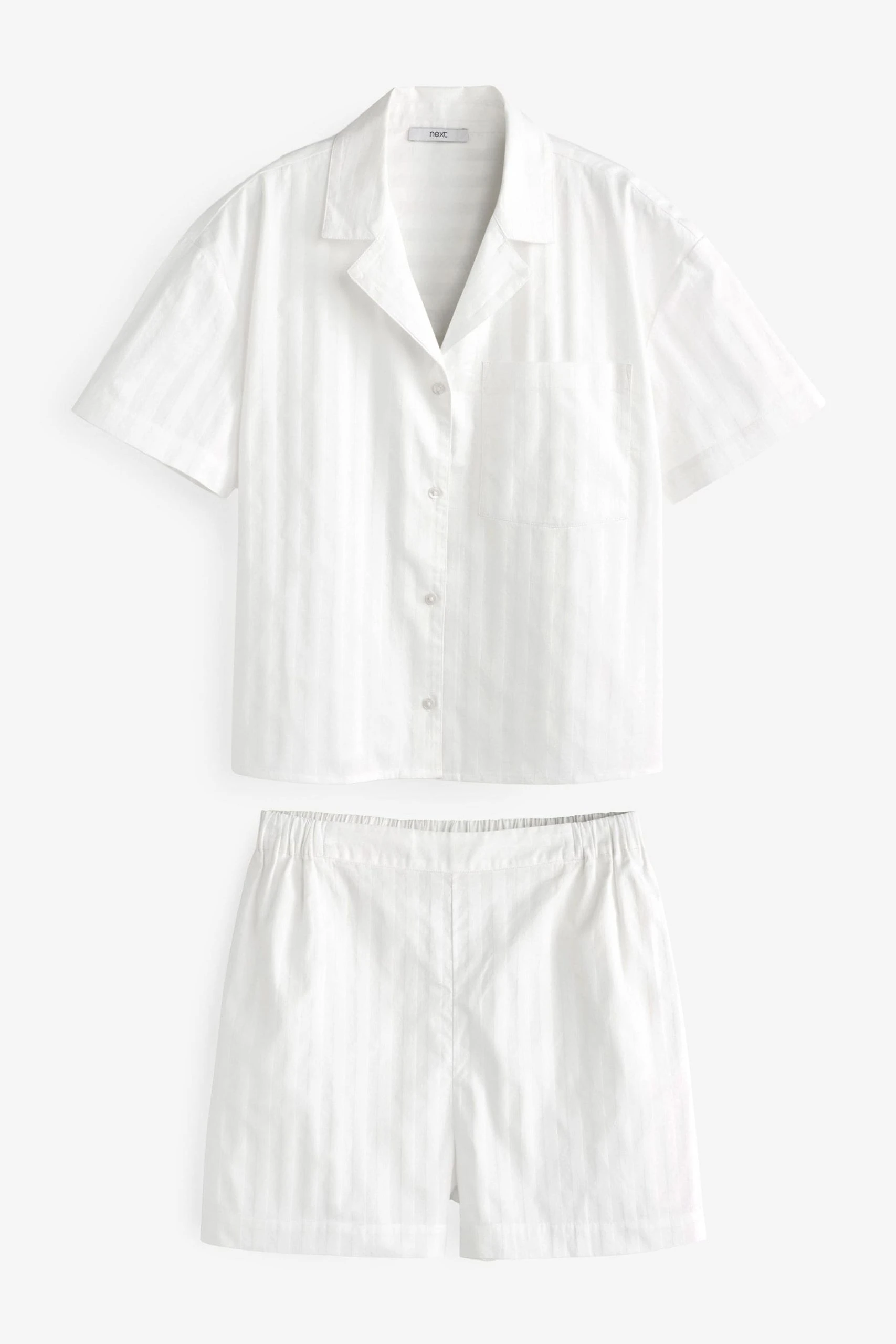 Next White Luxe Premium Cotton Pyjama Short Set 7 Next White Luxe Premium Cotton Pyjama Short Set - Image 7