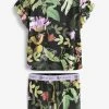 Next Black And Lilac Floral B By Ted Baker Cotton Jersey Shorts Set