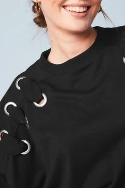 Next Black Eyelet Feature Sweat Top -Next shop U34046s3 scaled