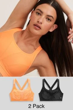 Orange/Black Next Active Sports High Impact Crop Tops 2 Pack