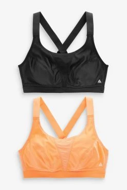 Orange/Black Next Active Sports High Impact Crop Tops 2 Pack -Next shop U54 197s7 scaled