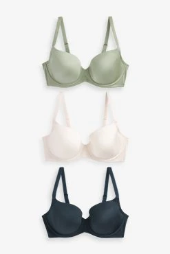 Next Green/Navy Blue/Cream DD+ Microfibre Smoothing T-Shirt Bras 3 Pack -Next shop U54 213s5 scaled