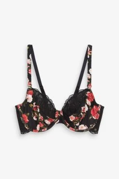 Next Black/Red Rose Floral Print & Lace Bra -Next shop U54 214s9 scaled