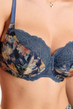 Next Navy Blue Floral Print/Light Pink DD+ Non Pad Wired Full Cup Microfibre & Lace Bras 2 Pack -Next shop U54 242s3 scaled