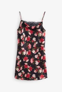 Next Rose Print Cowl Neck Lace Insert Satin Slip Dress -Next shop U66 130s7 scaled