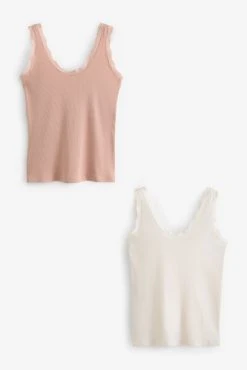 Next Rib Lace Trim Vests 2 Pack -Next shop U66 211s5 scaled
