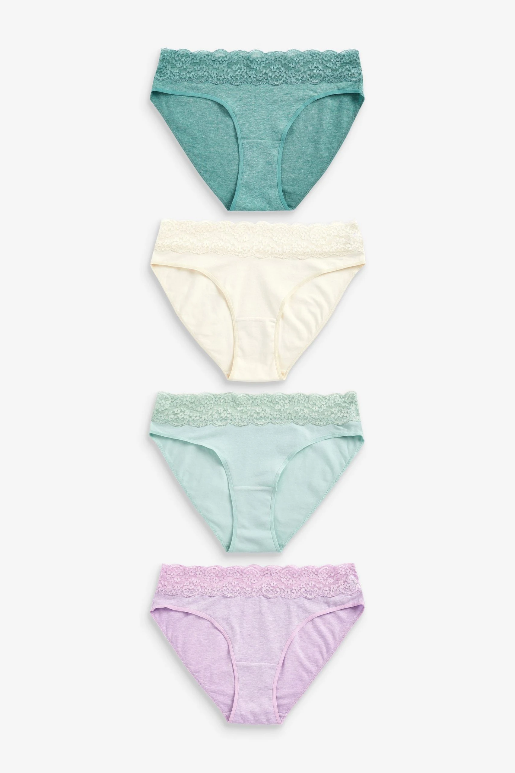 Next Lace Trim Cotton Blend Knickers 4 Pack 1 Next Lace Trim Cotton Blend Knickers 4 Pack