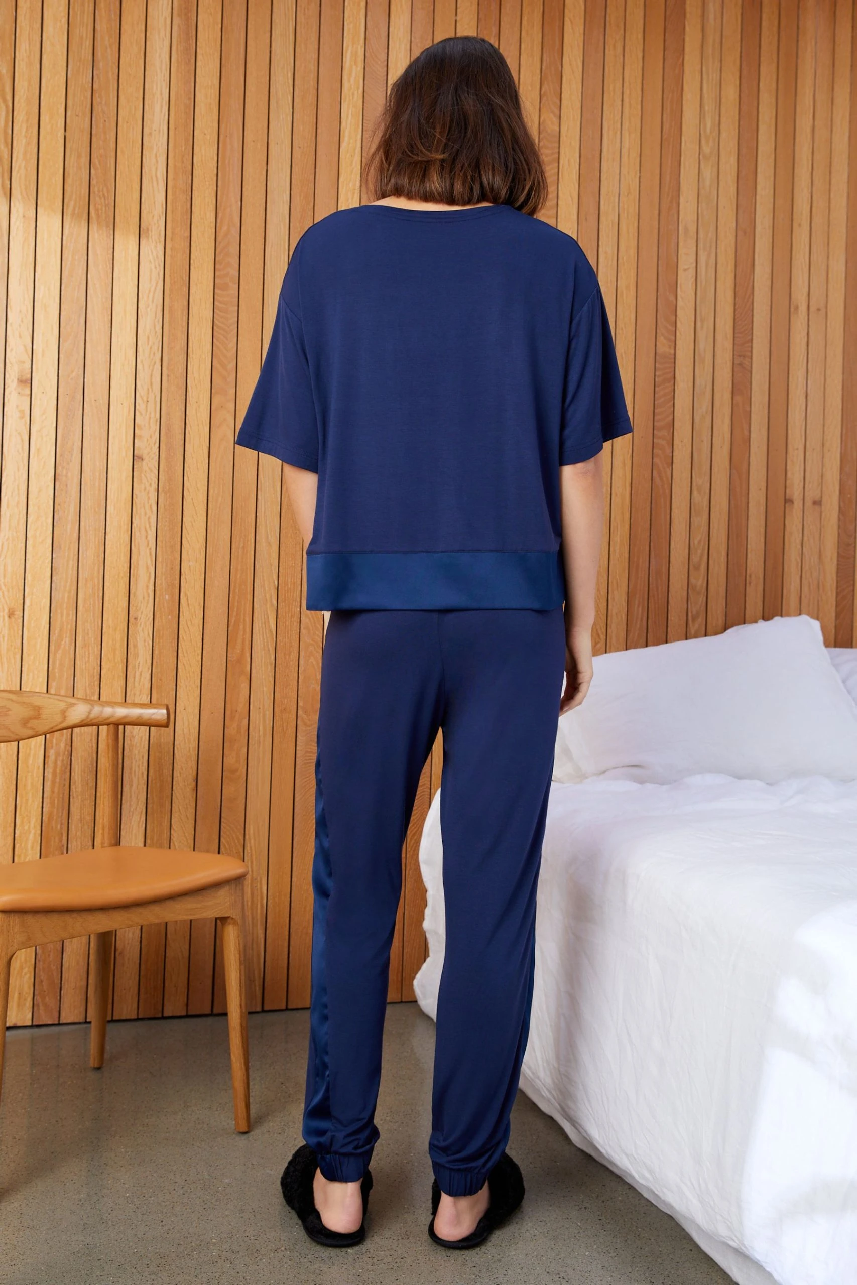 Next Navy Blue Pyjamas With Satin Trims 2 Next Navy Blue Pyjamas With Satin Trims - Image 2