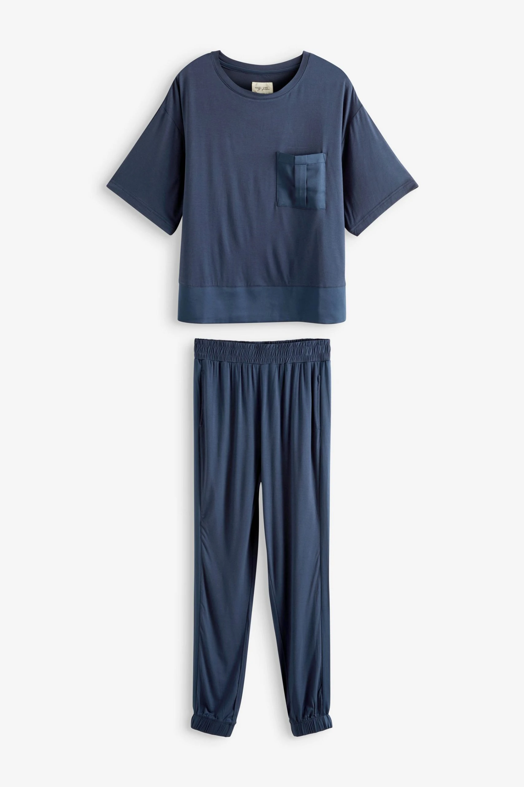 Next Navy Blue Pyjamas With Satin Trims 5 Next Navy Blue Pyjamas With Satin Trims - Image 5