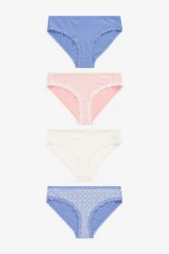 Next Lace Trim Cotton Blend Knickers 4 Pack