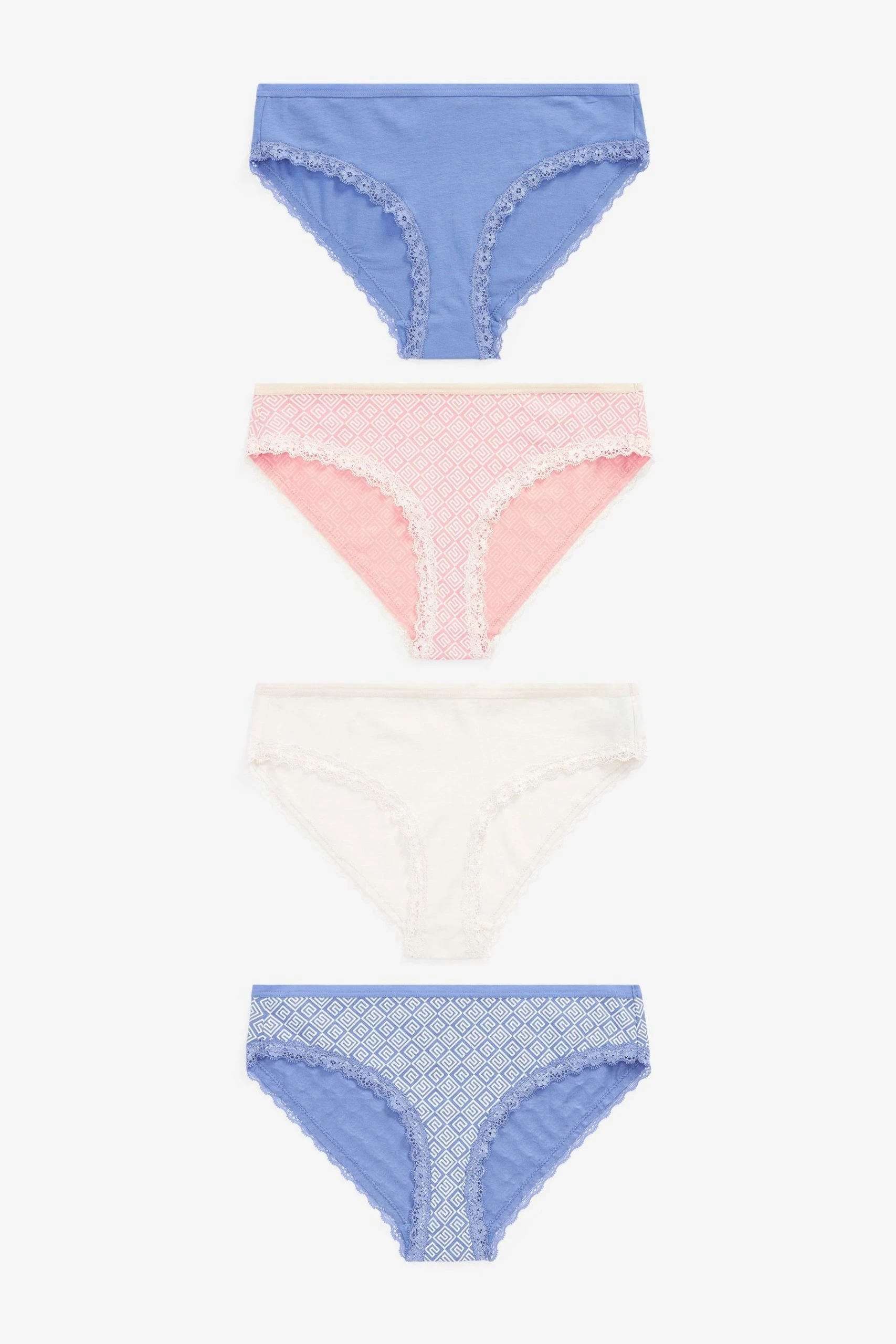 Next Lace Trim Cotton Blend Knickers 4 Pack 1 Next Lace Trim Cotton Blend Knickers 4 Pack