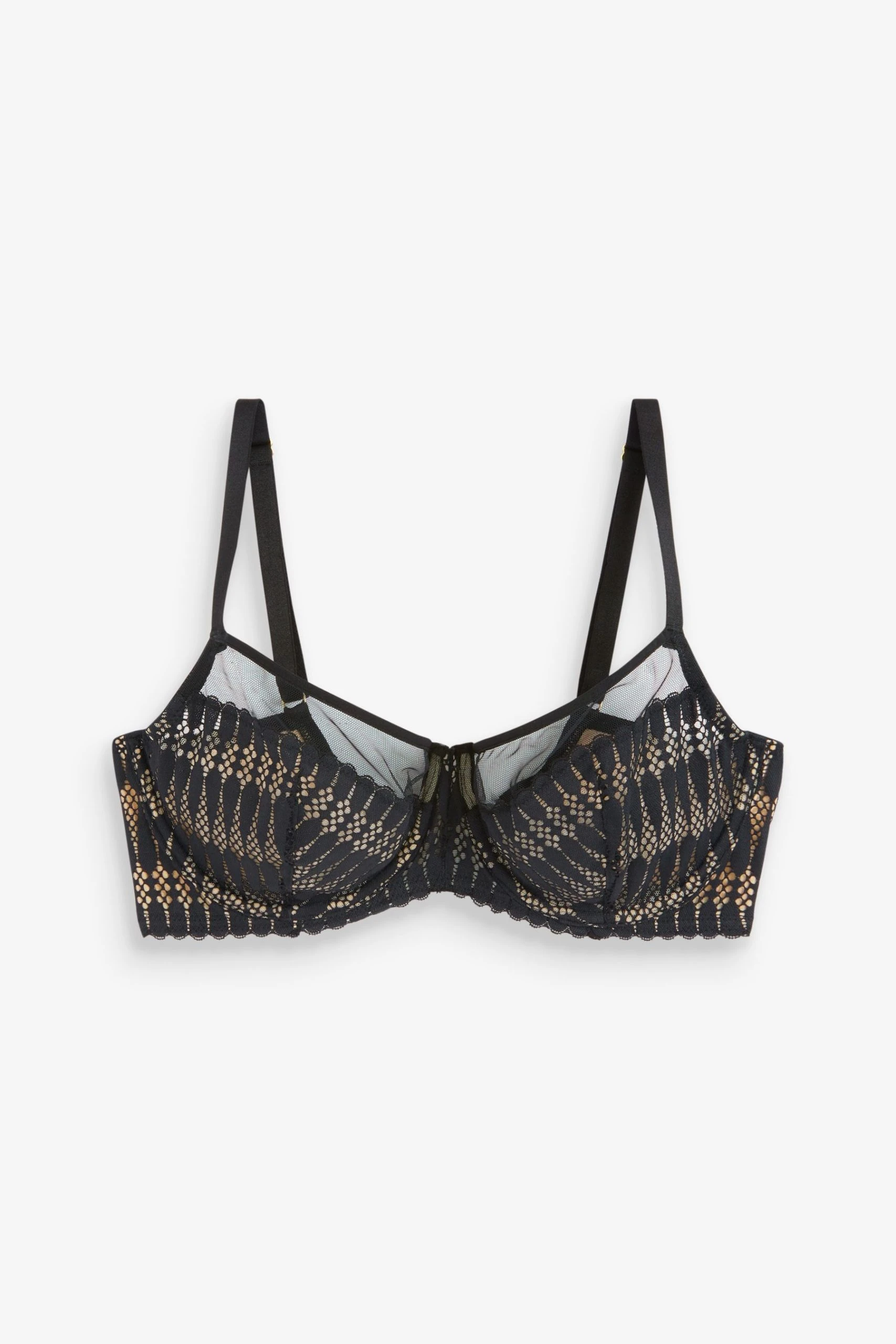 Next Black DD+ Geometric Lace Minimising Full Cup Bra 7 Next Black DD+ Geometric Lace Minimising Full Cup Bra - Image 7