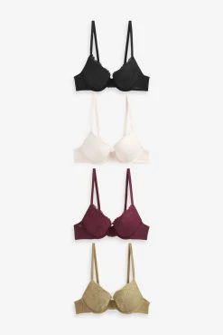 Next Black/Green/Plum Purple/Cream Push-Up Plunge Lace Bras 4 Pack -Next shop U97 755s7 scaled
